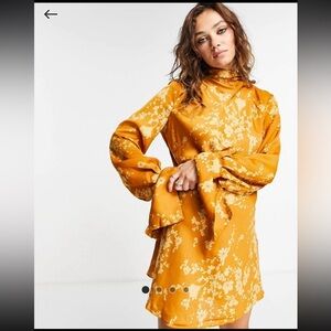 Free People Mustard Floral Long Sleeve Dress